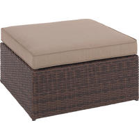 Taburet Lounge din metal, plastic, sticlă, textil, maro, bej - maro/bej, Romantik / Landhaus, plastic/sticlă (70/31/70cm) - Ambia Garden