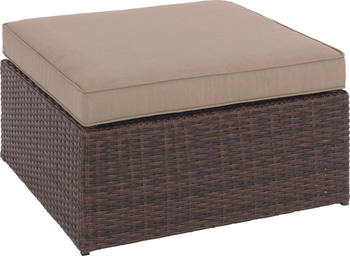 Taburet Lounge din metal, plastic, sticlă, textil, maro, bej - maro/bej, Romantik / Landhaus, plastic/sticlă (70/31/70cm) - Ambia Garden