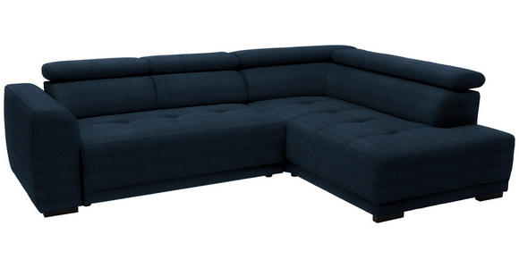 ECKSOFA  in Chenille Dunkelblau  284/205 cm  - Schwarz/Dunkelblau, Design, Kunststoff/Textil (284/205cm) - Xora