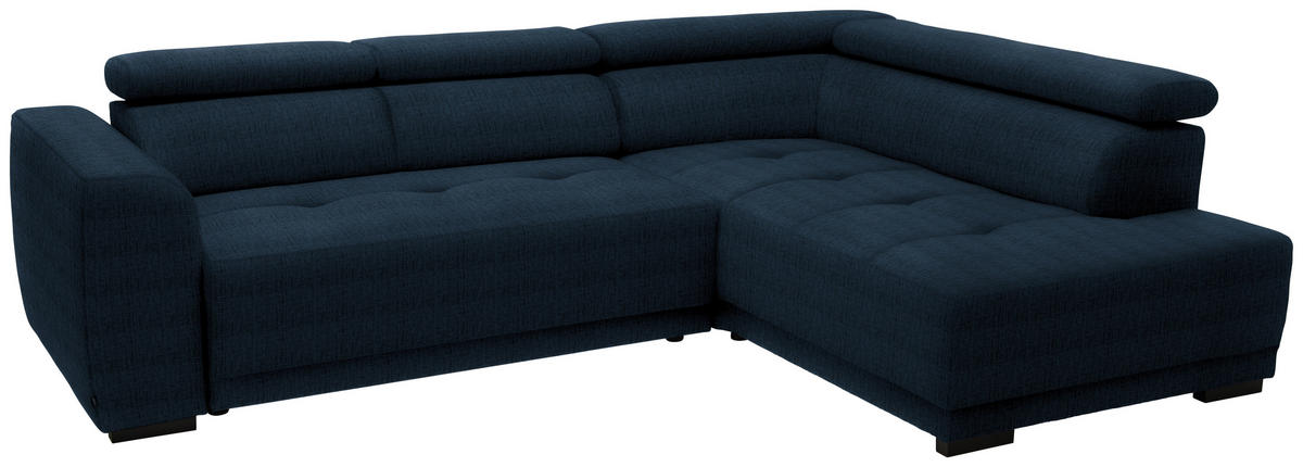 ECKSOFA in Chenille Dunkelblau  284/205 cm  - Schwarz/Dunkelblau, Design, Kunststoff/Textil (284/205cm) - Xora