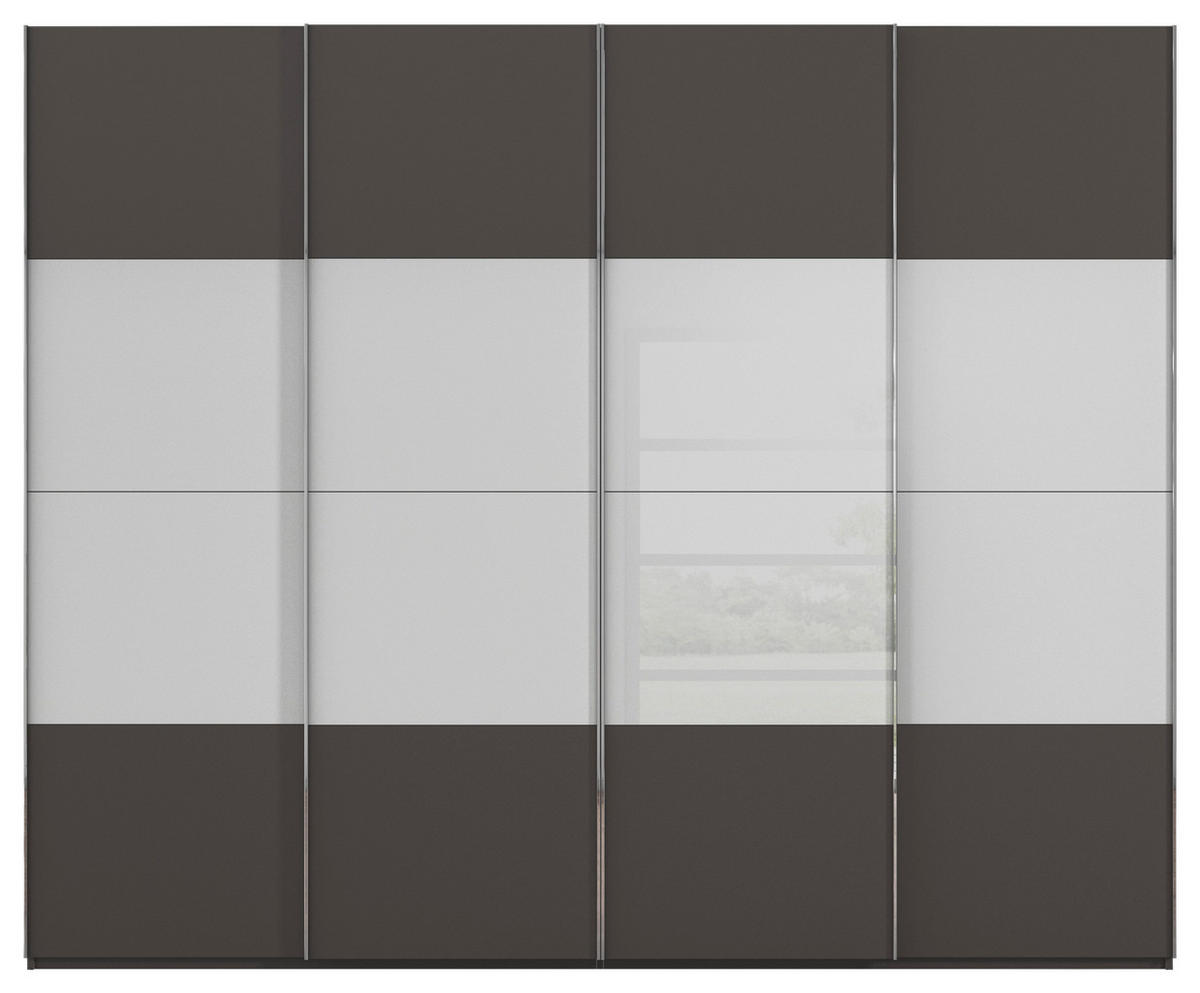 SCHWEBETÜRENSCHRANK 271/223/68 cm 4-türig Graphitfarben, Grau  - Chromfarben/Graphitfarben, KONVENTIONELL, Glas/Holzwerkstoff (271/223/68cm) - Novel
