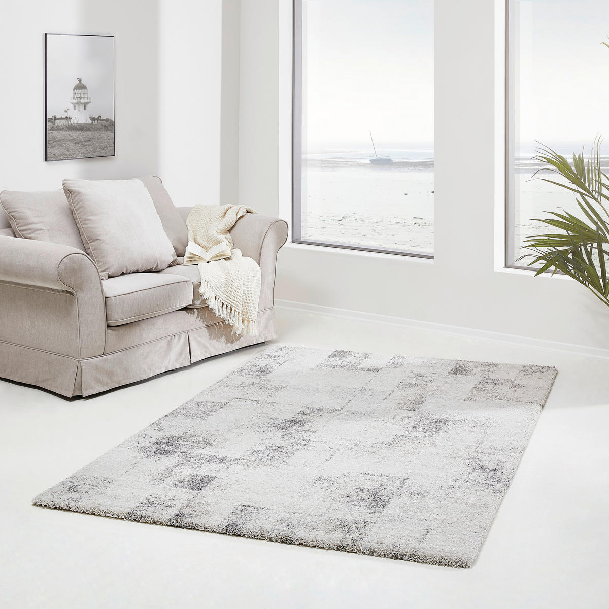 WEBTEPPICH 160/230 cm Grau, Weiß  - Weiß/Grau, Design, Textil (160/230cm)