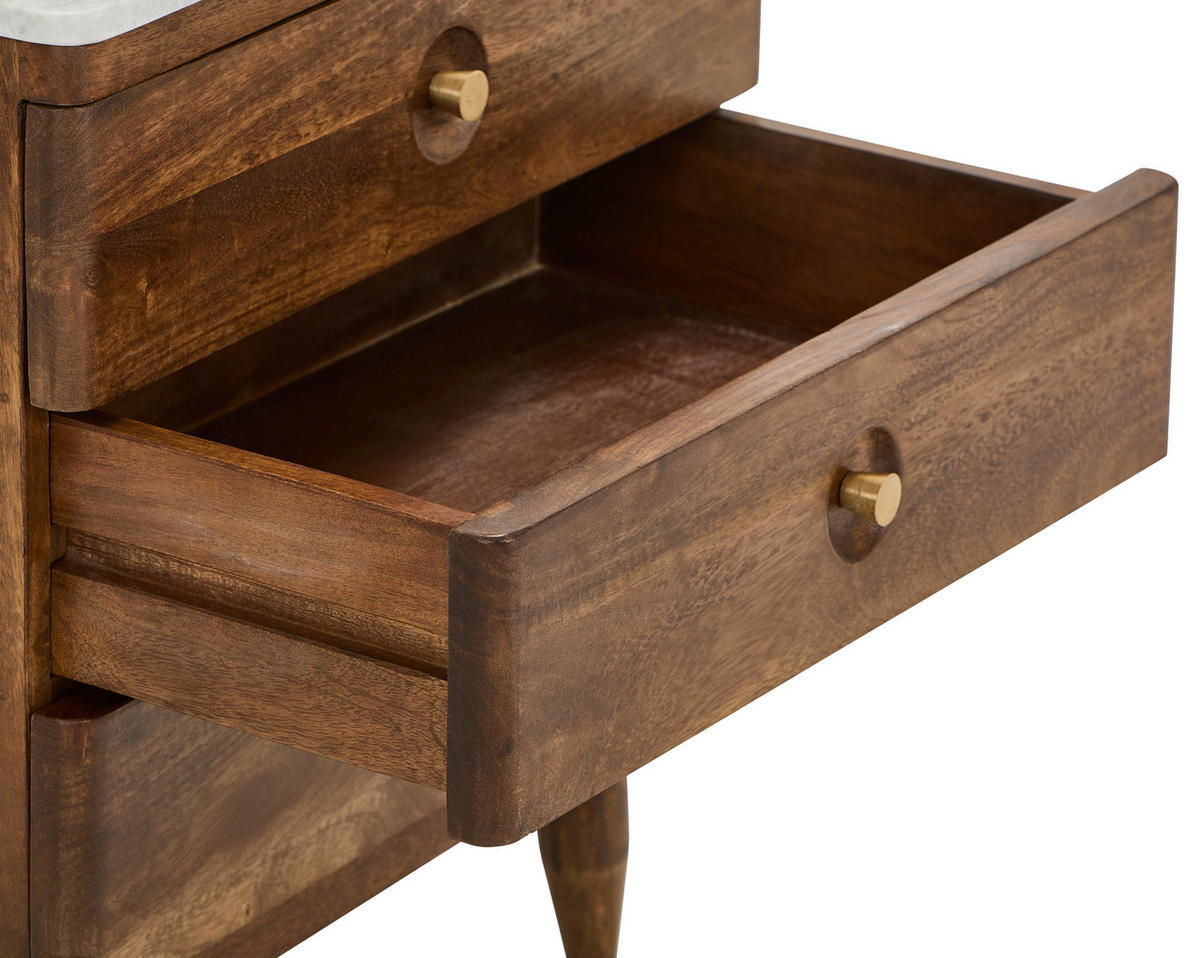 KOMMODE , 55/60/40 cm, 3 Schublade(n)  - Goldfarben/Naturfarben, Design, Holz/Stein (55/60/40cm) - Livetastic
