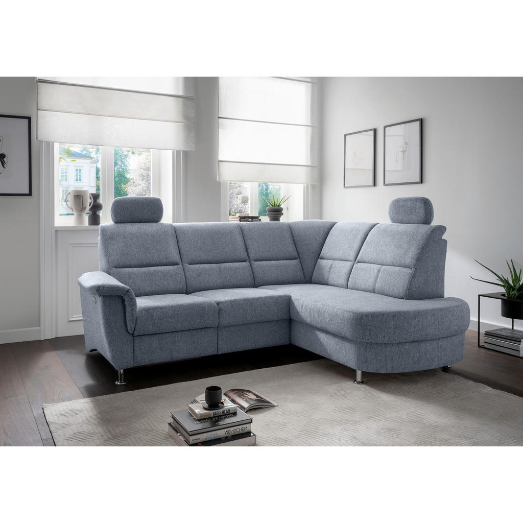 Thumbnail - Livetastic Ecksofa, Hellblau, Textil, Uni, 4-Sitzer, L-Form, Ottomane rechts, 231x184 cm, Made in EU, Relaxfunktion, Rüc...