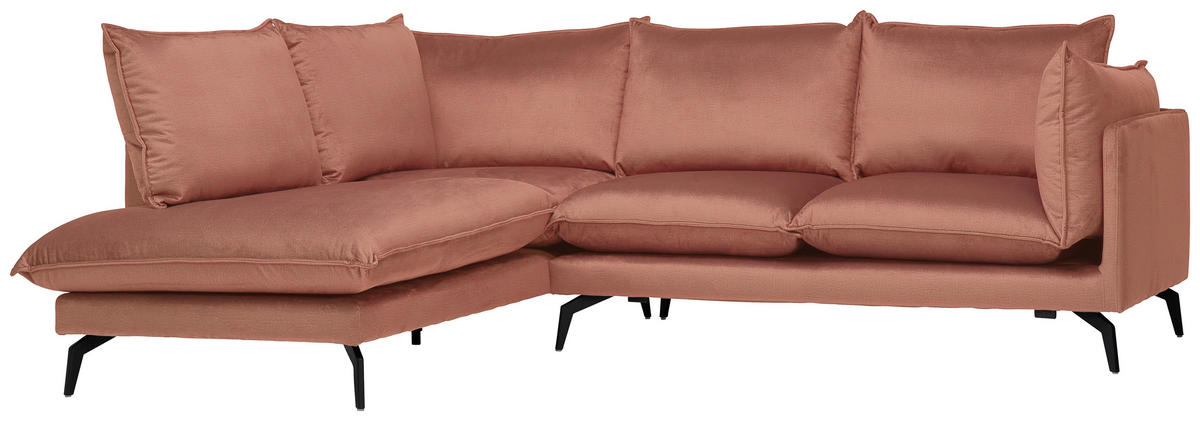 ECKSOFA in Samt Orange  - Schwarz/Orange, Design, Textil/Metall (200/241cm) - Carryhome