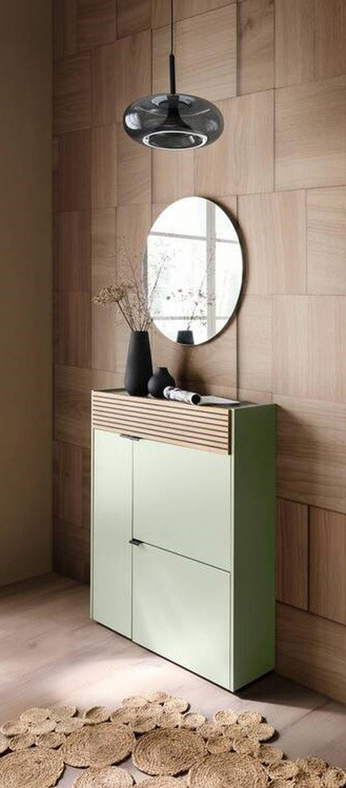GARDEROBE 2-teilig  in 83/200/22 cm  - Eichefarben/Grün, Design, Glas/Holzwerkstoff (83/200/22cm) - Voleo