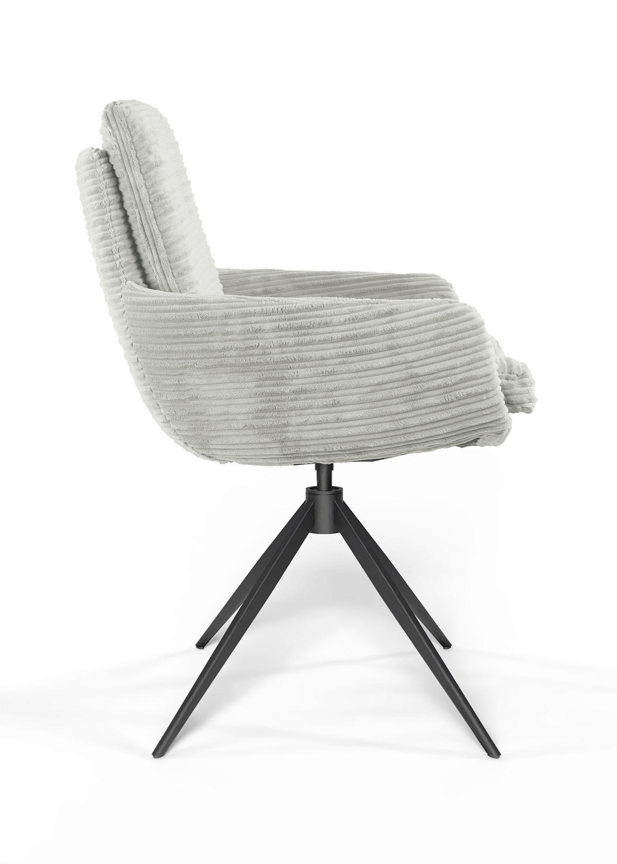 ARMLEHNSTUHL  Beinauswahl, Sitzfläche 360° drehbar, automatische Rückholfunktion, Stoff-/Lederauswahl gerippt  Naturfarben  - Schwarz/Naturfarben, Design, Textil/Metall (60/91/62cm) - Valdera