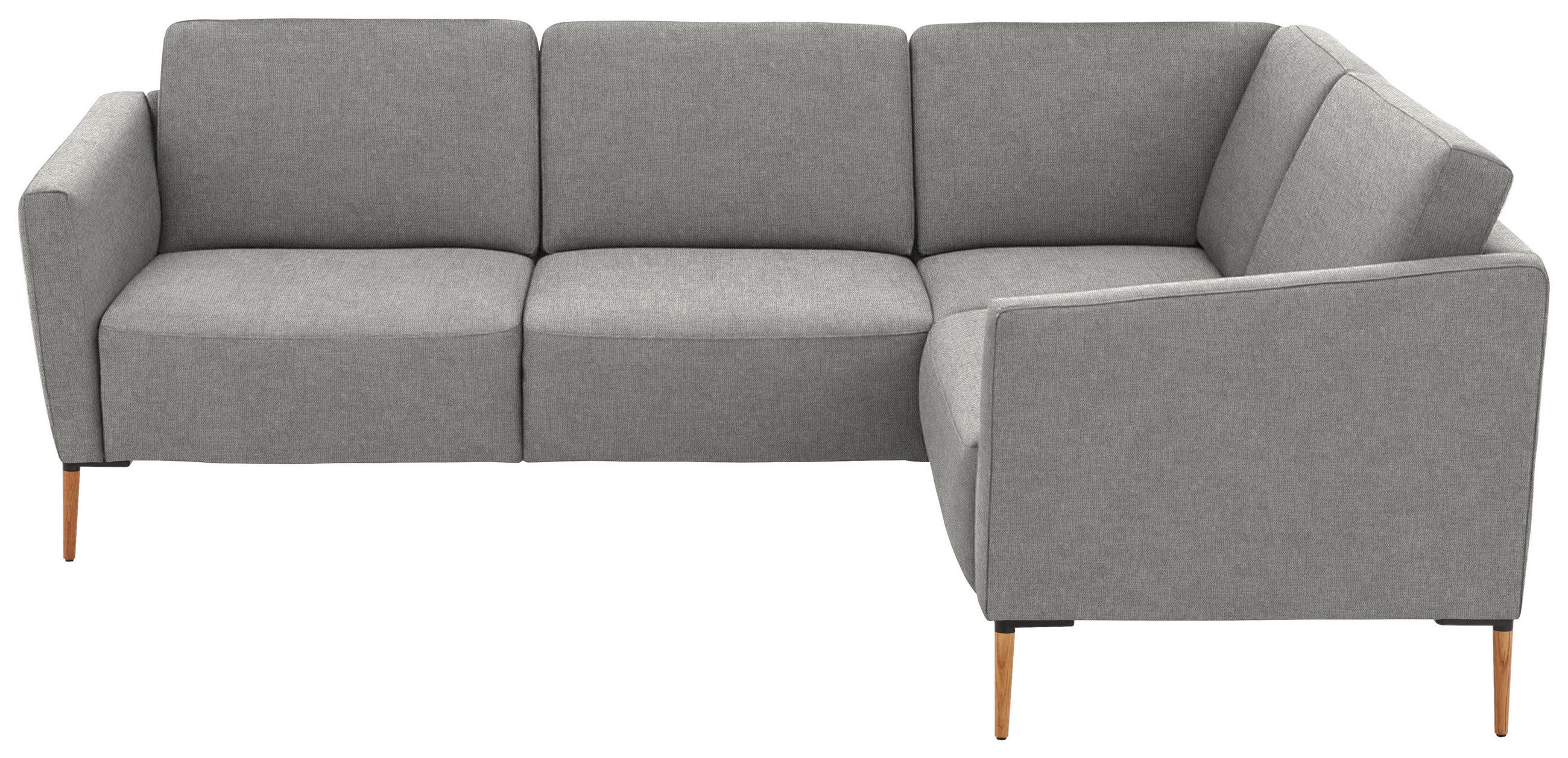 ECKSOFA Flachgewebe Hellgrau  - Eichefarben/Hellgrau, Design, Holz/Textil (238/186cm) - Valnatura