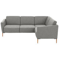 ECKSOFA  in Flachgewebe Hellgrau  238/186 cm  - Eichefarben/Hellgrau, Design, Holz/Textil (238/186cm) - Valnatura