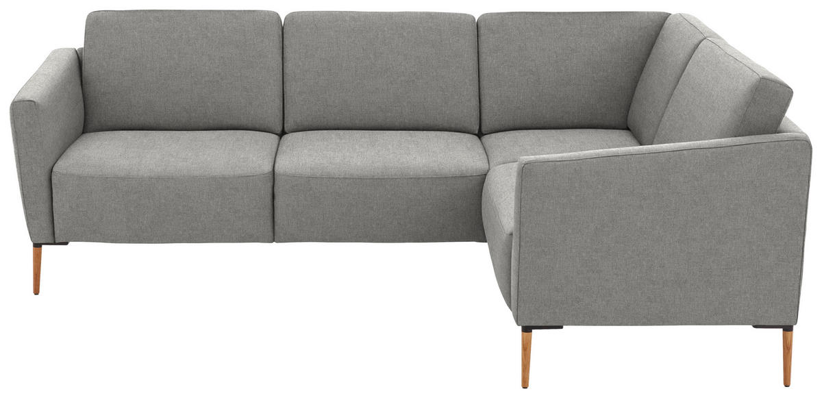 ECKSOFA  in Flachgewebe Hellgrau  238/186 cm  - Eichefarben/Hellgrau, Design, Holz/Textil (238/186cm) - Valnatura