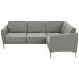 ECKSOFA  in Flachgewebe Hellgrau  238/186 cm  - Eichefarben/Hellgrau, Design, Holz/Textil (238/186cm) - Valnatura