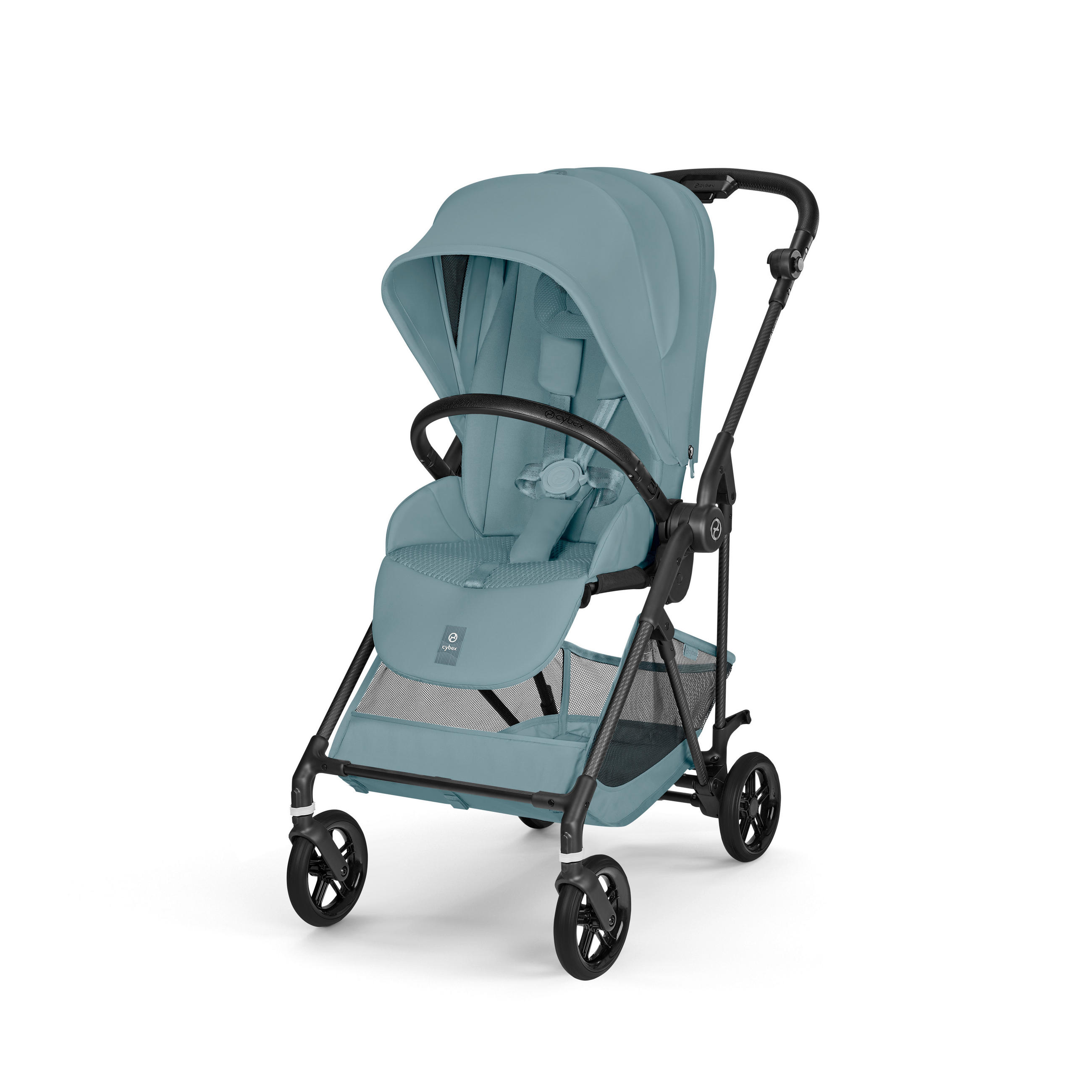KINDERWAGEN  Melio Carbon  Stormy Blue  - Pastellblau/Schwarz, Basics, Textil/Metall (82-91/49/96,5 - 107cm) - cybex GOLD