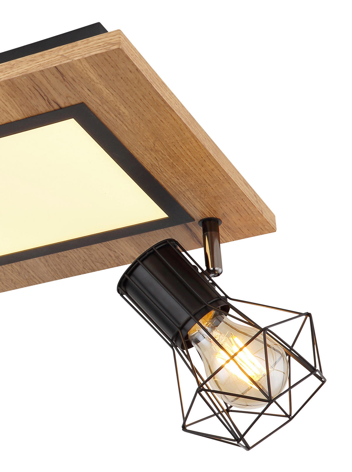 DECKENSTRAHLER - Opal/Schwarz, Natur, Holzwerkstoff/Kunststoff (30/30/22,5cm) - Globo