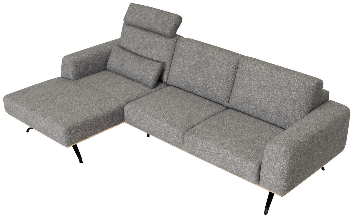 ECKSOFA in Struktur Grau  - Schwarz/Grau, Design, Textil/Metall (157/262cm) - Novel