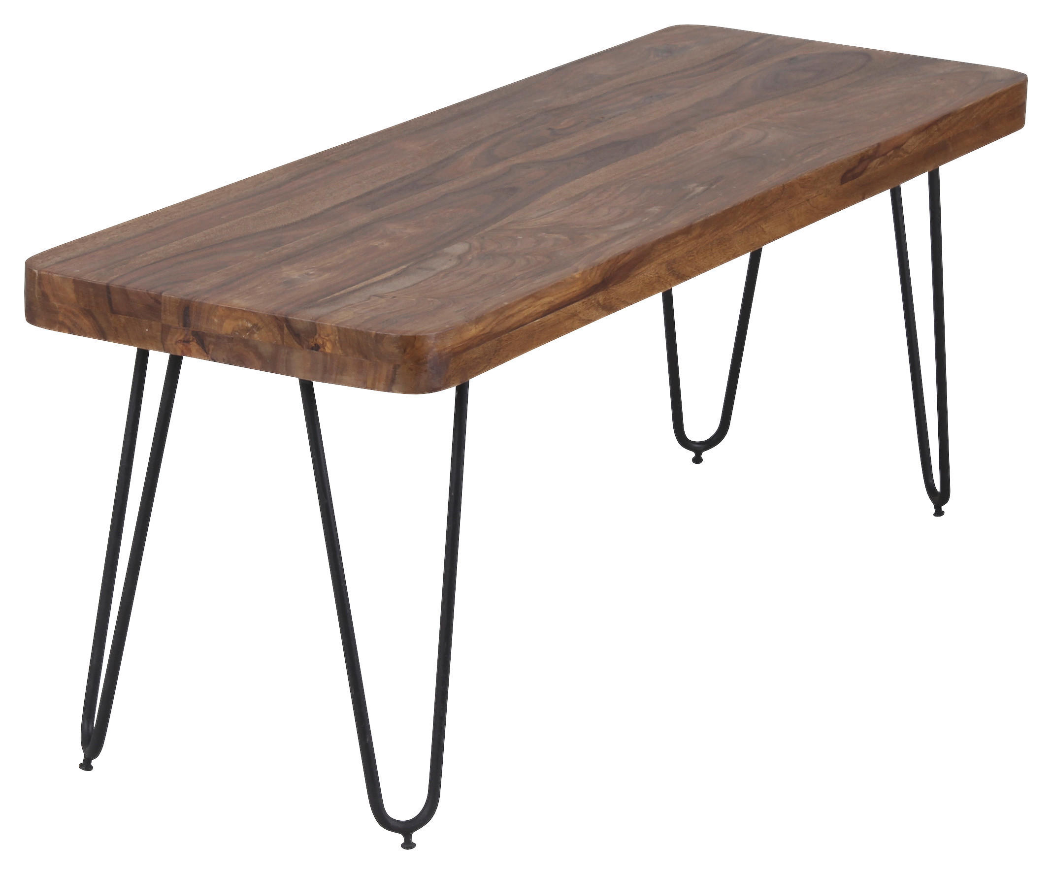 SITZBANK 120/45/40 cm Sheeshamfarben Sheesham massiv Metall  - Sheeshamfarben/Schwarz, MODERN, Holz/Metall (120/45/40cm) - MID.YOU