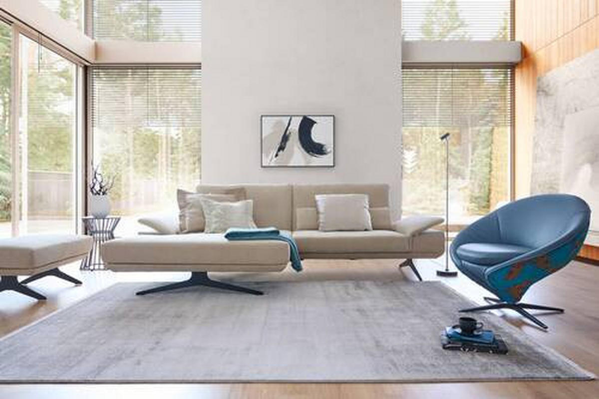 CANAPÉ D'ANGLE in Flachgewebe Beige  - Beige/Schwarz, Design, Textil/Metall (155/284cm) - Koinor