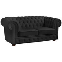 CHESTERFIELD-ZWEISITZER-SOFA in Echtleder Schwarz  - Nussbaumfarben/Schwarz, Design, Leder/Holz (172/76/98cm) - Max Winzer