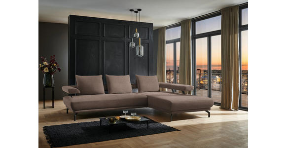 ECKSOFA in Chenille Braun 305/224 cm - Schwarz/Braun, Design, Textil/Metall (305/224cm) - Dieter Knoll