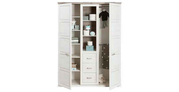 BABYKLEIDERSCHRANK Camron  - Weiß/Grau, Natur, Holzwerkstoff/Kunststoff (154/209,2/60,2cm) - My Baby Lou