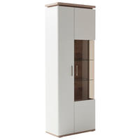 VITRINE in Weiss, Eichefarben  - Weiss/Eichefarben, Design, Glas/Holzwerkstoff (75/208/38cm) - Livetastic