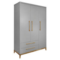 KLEIDERSCHRANK 135/206/55 cm,  in Grau, 3-türig  - Grau, LIFESTYLE, Holz/Holzwerkstoff (135/206/55cm) - Stylife