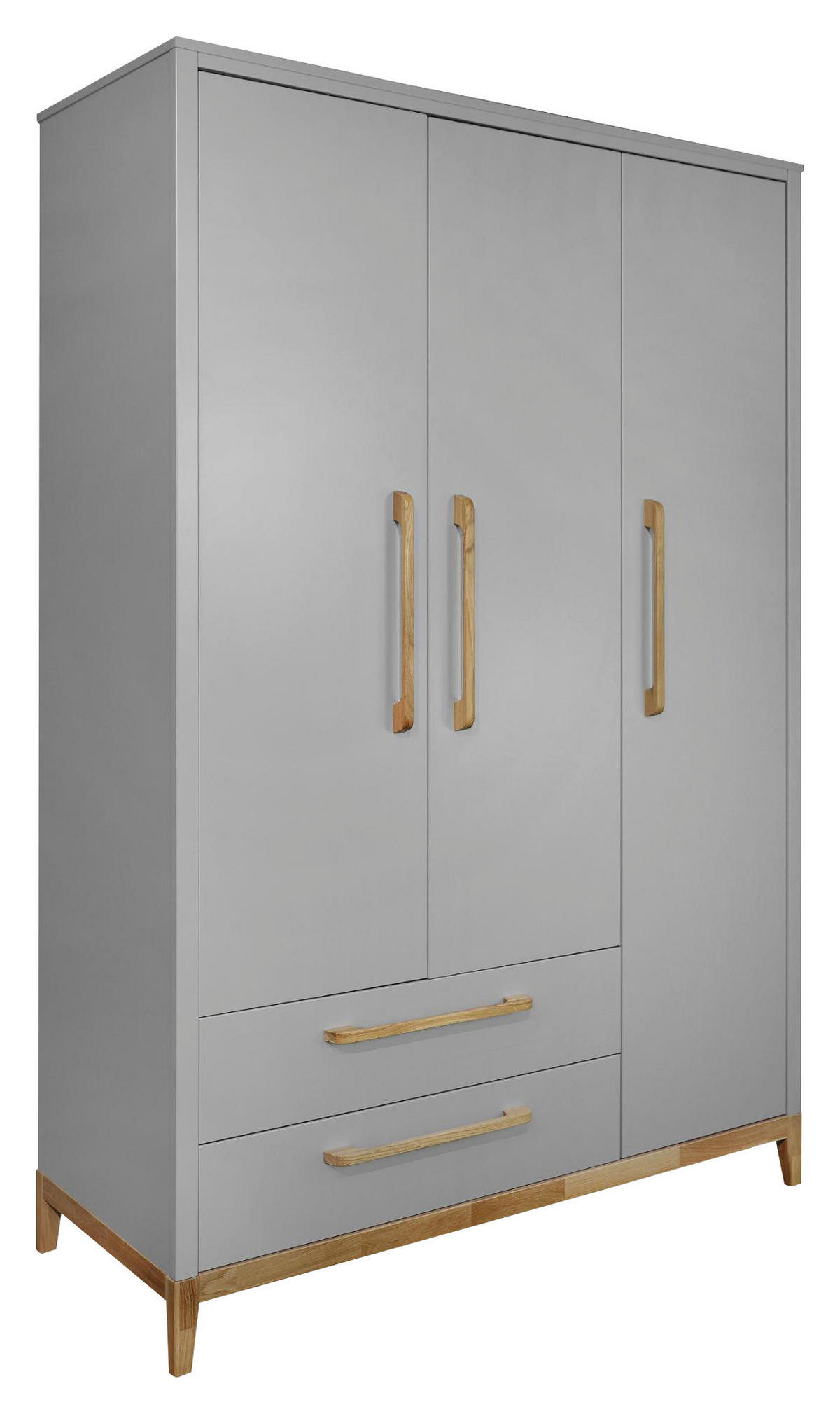 KLEIDERSCHRANK 135/206/55 cm,  in Grau, 3-türig  - Grau, LIFESTYLE, Holz/Holzwerkstoff (135/206/55cm) - Stylife