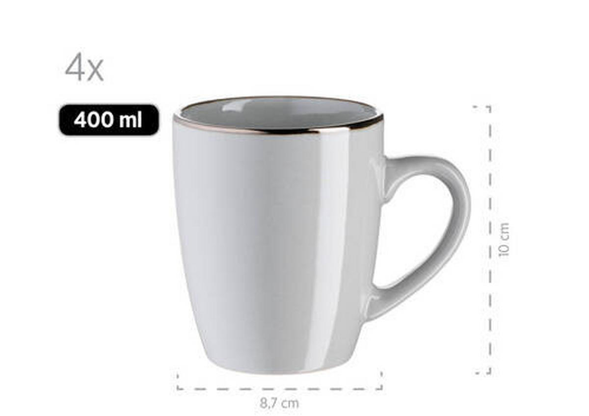 KOMBISERVICE Metallic Rim 16-teilig  - Grau, Basics, Keramik (34/31,5/32cm) - Mäser