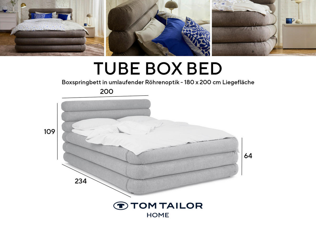 BOXSPRINGBETT 180/200 cm,  in Braun, Topper, Matratzen, H3 = fest  - Schwarz/Braun, Design, Kunststoff/Textil (180/200cm) - Tom Tailor