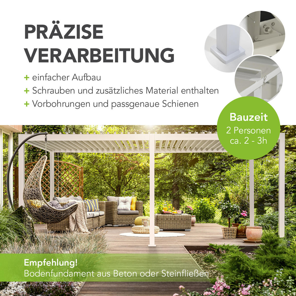 PERGOLA 600/255/300 cm   - Weiß, Basics, Metall (600/255/300cm) - WEIDE