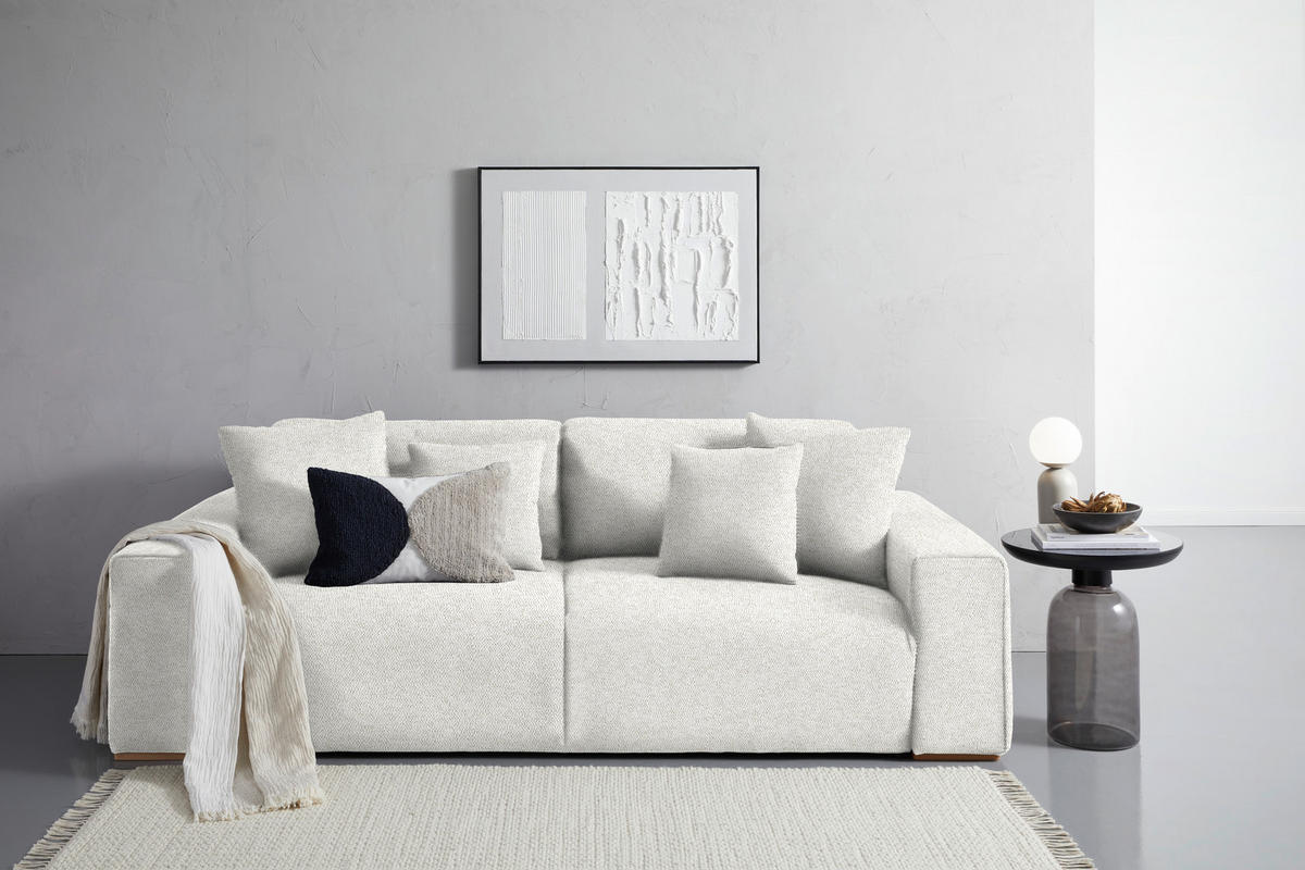 SCHLAFSOFA in Flachgewebe Beige  - Beige/Buchefarben, Konventionell, Holz/Kunststoff (255/86/123cm) - Livetastic