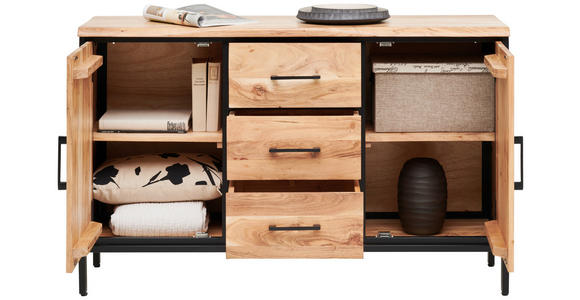 SIDEBOARD in 130/80/40 cm - Schwarz/Akaziefarben, LIFESTYLE, Holz/Metall (130/80/40cm) - Landscape