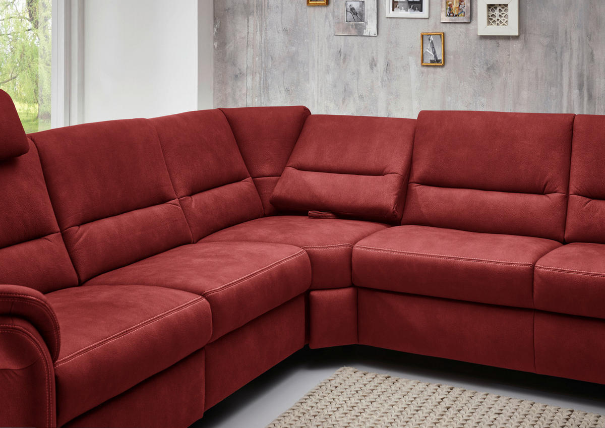 SOFFA i mikrofiber röd  - röd/aluminiumfärg, Klassisk, metall/textil (262/335/173cm) - Beldomo System