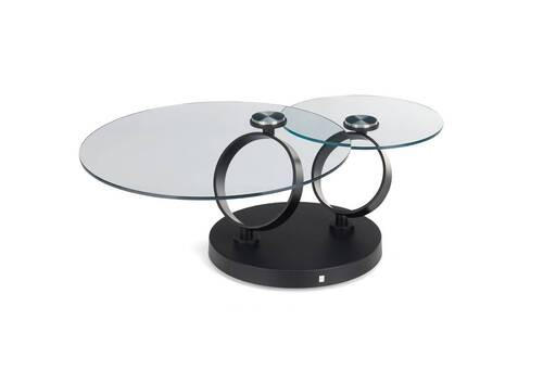COUCHTISCH Klarglas 80-135/80/43 cm rund Klar, Schwarz  - Klar/Schwarz, Design, Glas/Metall (80-135/80/43cm) - Musterring