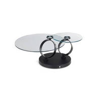 COUCHTISCH FABIA Klarglas 80-135/80/43 cm rund Klar, Schwarz  - Klar/Schwarz, Design, Glas/Metall (80-135/80/43cm) - Musterring