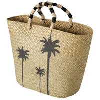 STRANDTASCHE - Schwarz/Naturfarben, LIFESTYLE, Naturmaterialien/Textil (50/16,5/41,5cm)