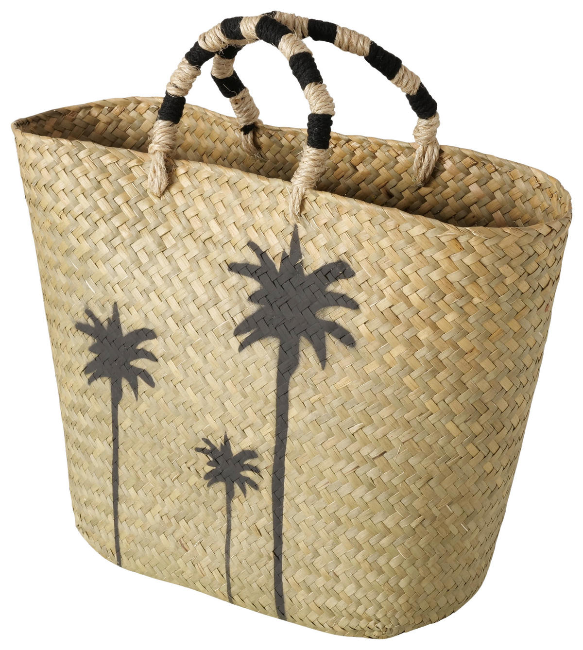 STRANDTASCHE - Schwarz/Naturfarben, LIFESTYLE, Naturmaterialien/Textil (50/16,5/41,5cm)