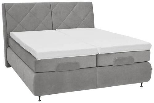 BOXSPRINGBETT 180/200 cm  in Grau  - Schwarz/Grau, KONVENTIONELL, Textil/Metall (180/200cm) - Dieter Knoll