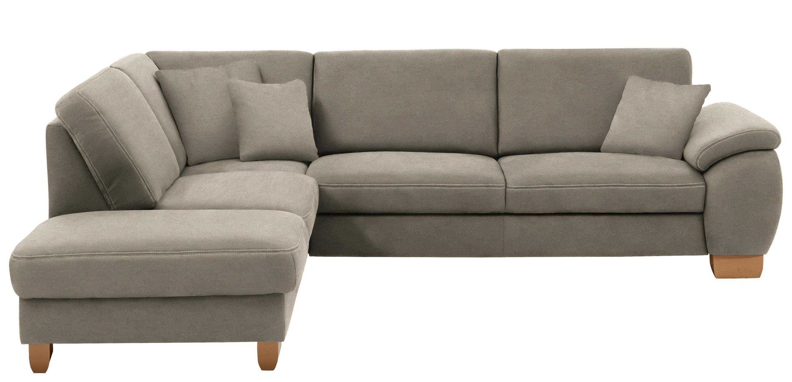 ECKSOFA in Mikrofaser Hellgrau  - Wildeiche/Beige, Konventionell, Holz/Textil (236/286cm) - Voleo