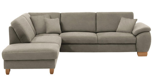 ECKSOFA in Mikrofaser Hellgrau  - Wildeiche/Beige, KONVENTIONELL, Holz/Textil (236/286cm) - Voleo