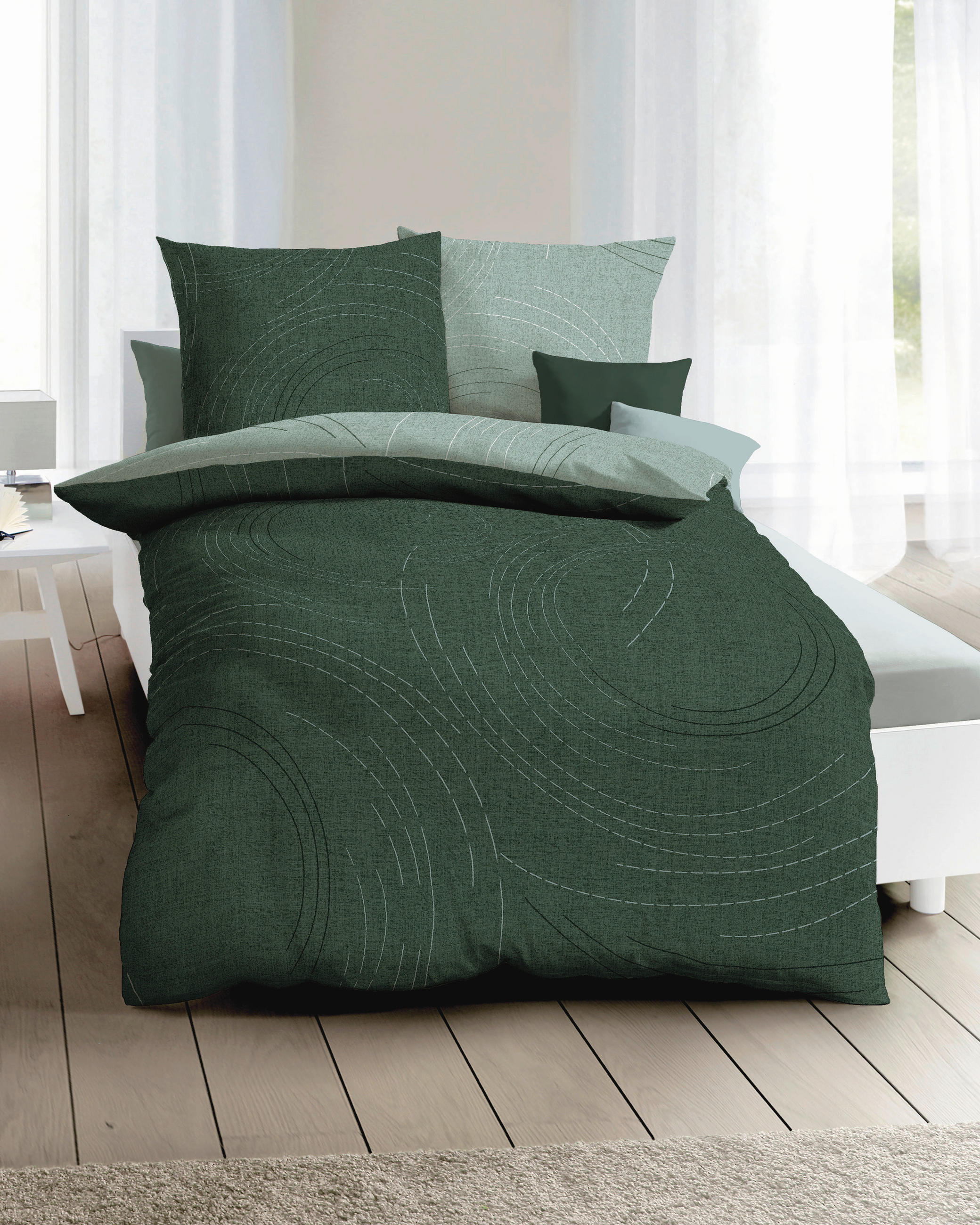 BETTWÄSCHE Jaro Makosatin 200/200 cm  - Jadegrün, Design, Textil (200/200cm) - Kaeppel