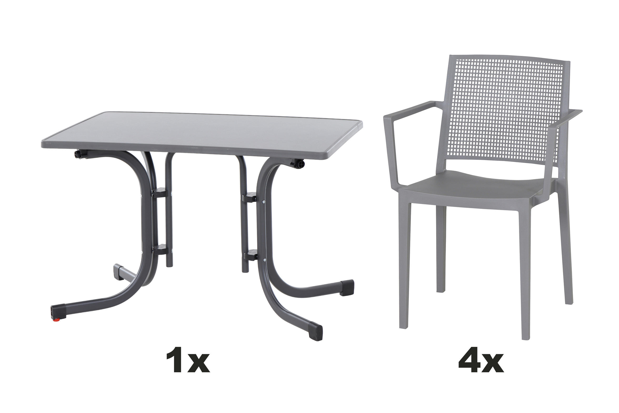 GARTENGARNITUR 5-teilig  - Anthrazit/Grau, Basics, Holzwerkstoff/Kunststoff (70/80/110cm) - Siena Garden