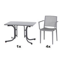 GARTENGARNITUR 5-teilig  - Anthrazit/Grau, Basics, Holzwerkstoff/Kunststoff (70/80/110cm) - Siena Garden