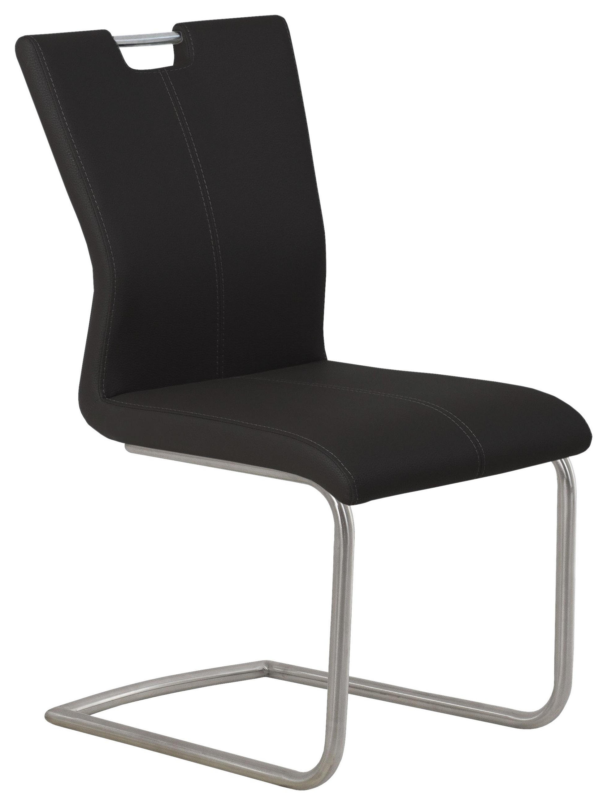 Schwingstuhl in Metall, Textil Schwarz, Edelstahlfarben