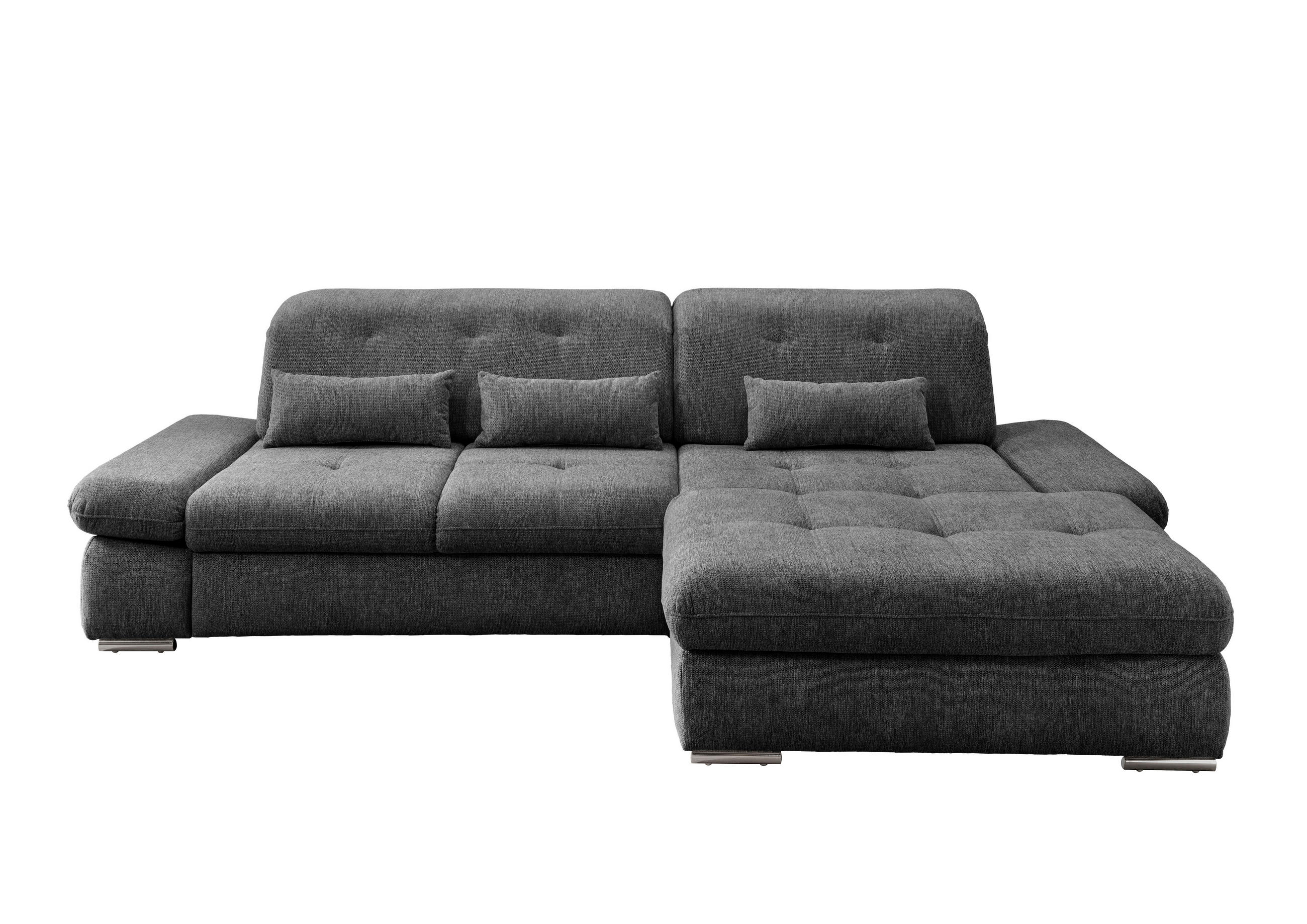 ECKSOFA in Chenille Anthrazit - Chromfarben/Anthrazit, Design, Textil/Metall (300/196cm) - Livetastic