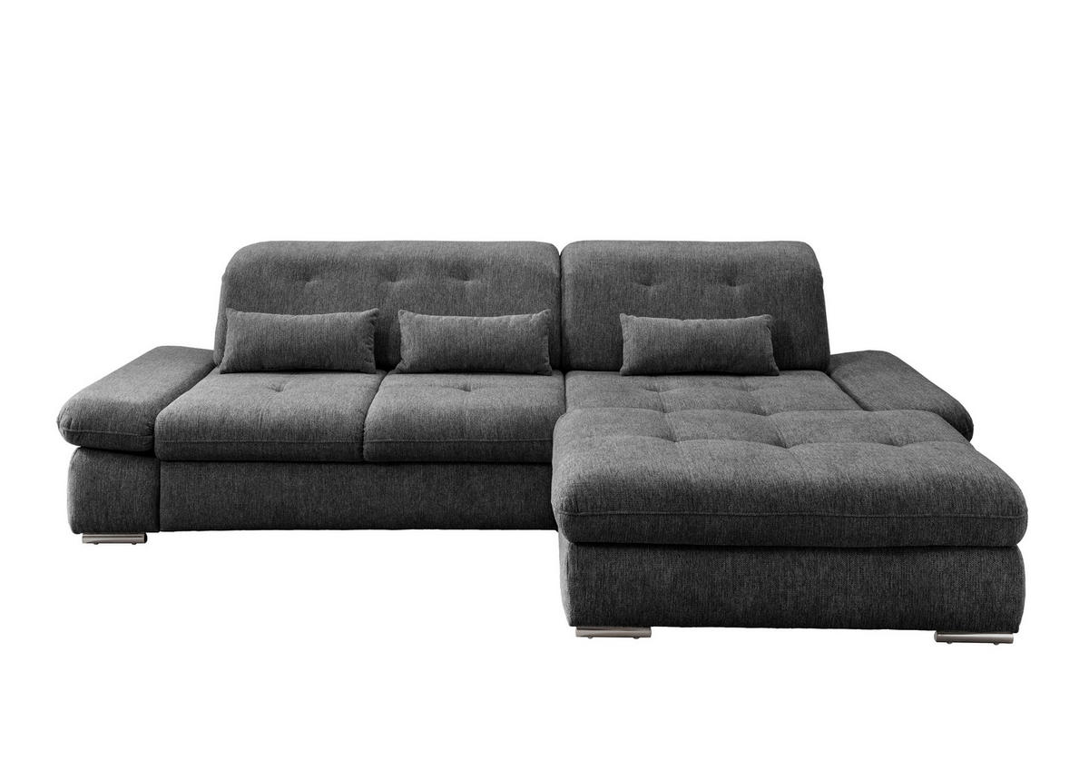ECKSOFA in Chenille Anthrazit  - Chromfarben/Anthrazit, Design, Textil/Metall (300/196cm) - Livetastic