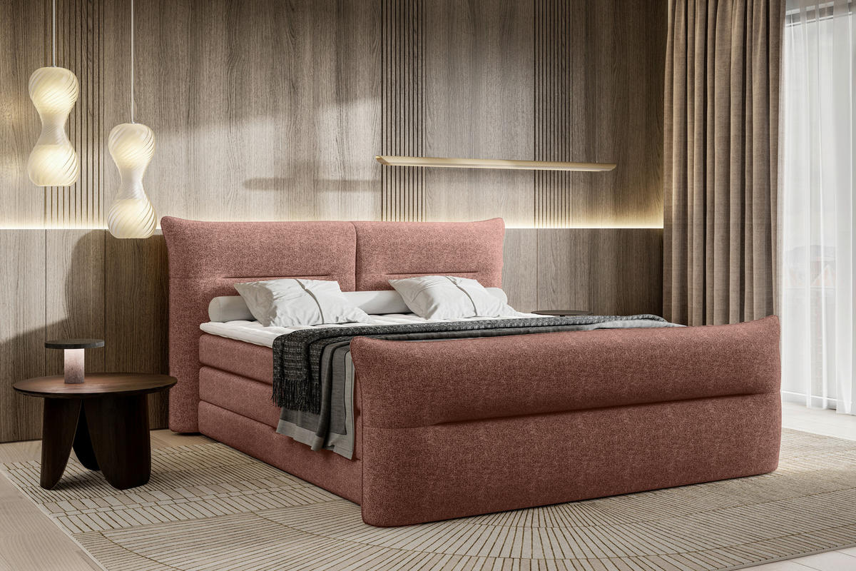 BOXSPRINGBETT 180/200 cm  in Rot  - Rot/Schwarz, Design, Kunststoff/Textil (180/200cm) - Chameo