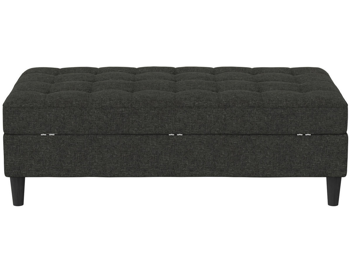 HOCKER PALERMO Webstoff, Leinenoptik Anthrazit  - Anthrazit/Schwarz, Basics, Kunststoff/Textil (130/43/69cm) - Livetastic