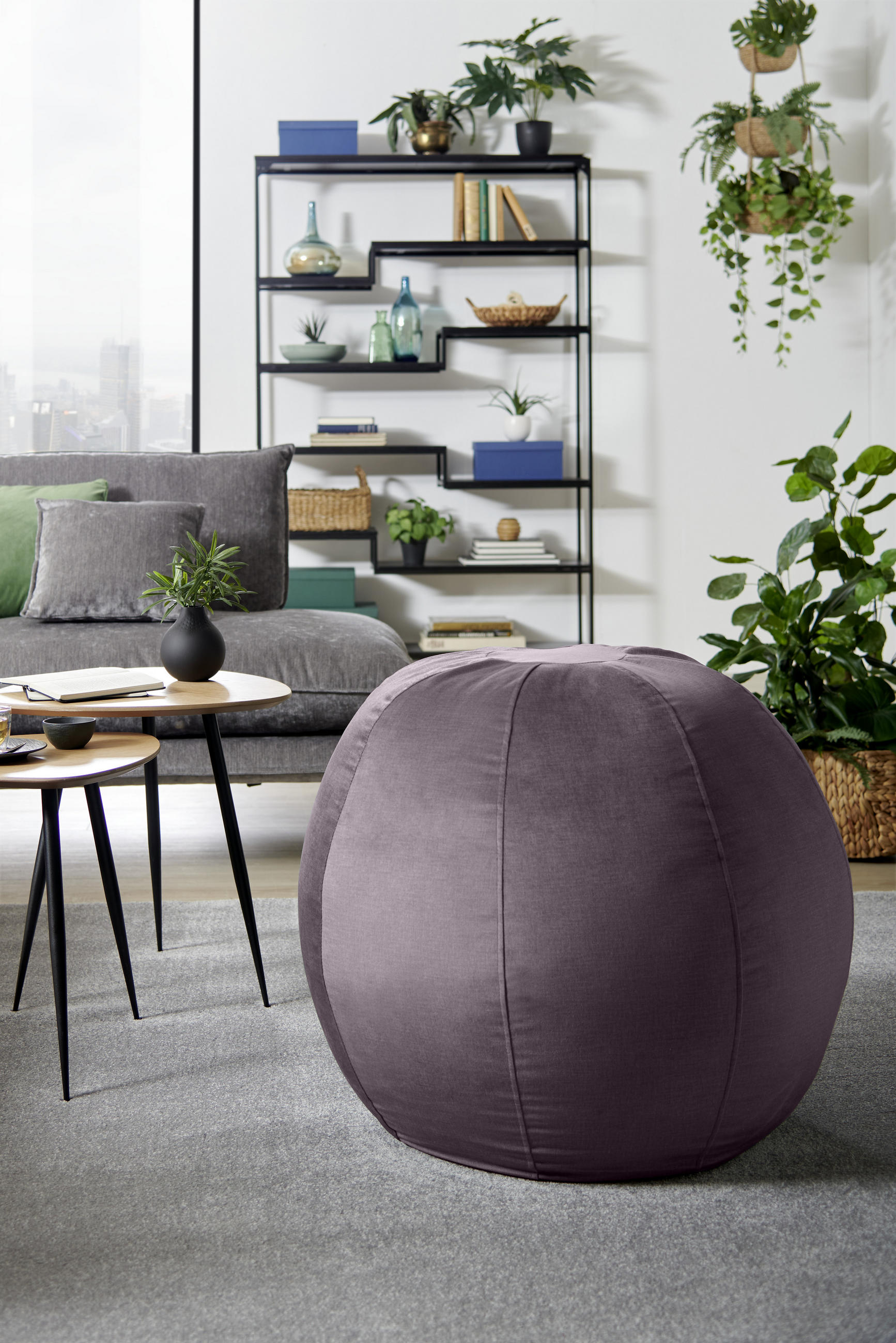 POUF, TAUPE Samt Uni  - Taupe, Basics, Textil (65/65/65cm) - Novel