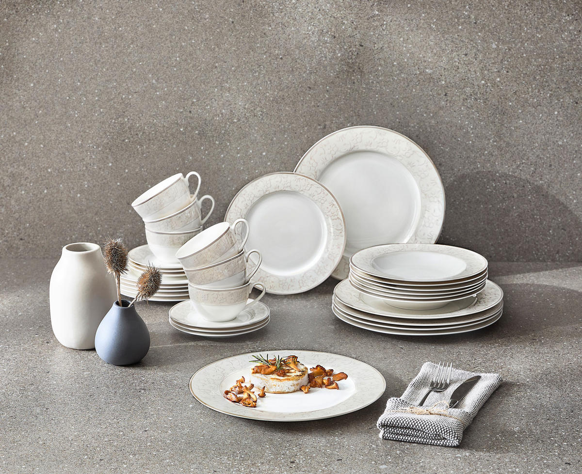 KÁVOVÝ SERVIS, 18-dielne, jemný porcelán (fine china) - béžová, Konventionell, keramika - Ritzenhoff Breker