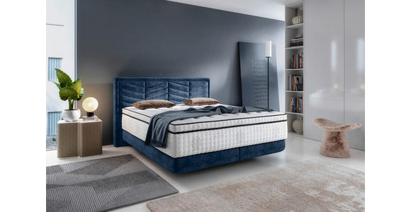 BOXSPRINGBETT 180/200 cm  in Dunkelblau  - Schwarz/Dunkelblau, KONVENTIONELL, Kunststoff/Textil (180/200cm) - Carryhome